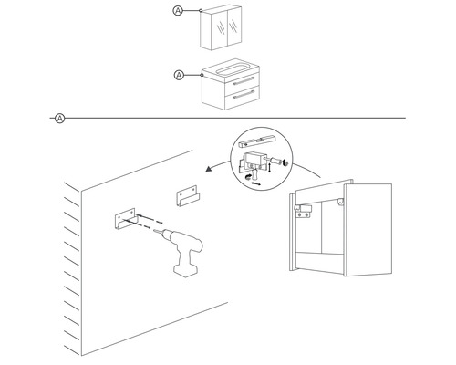 Montagehandleiding voor een badkamer wastafelonderkast set met spiegelkast