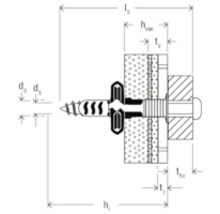 Technische tekening van een plug met schroef en maatvoering