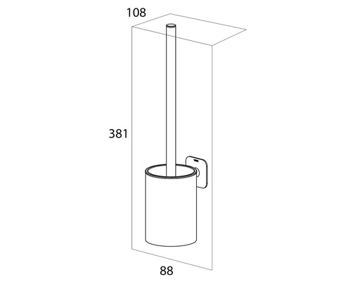 Wandgemonteerde toiletborstelgarnituur met afmetingen