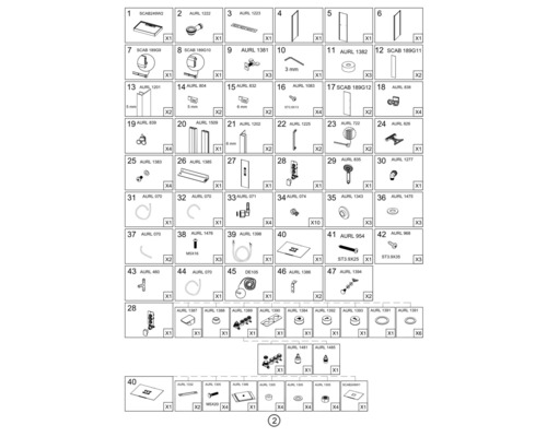 Overzicht van diverse installatiematerialen en accessoires voor sanitair