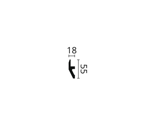 Technische tekening van een overgangsprofiel met maatvoering 18 en 55.
