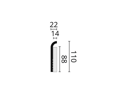Schets van het profiel met afmetingen