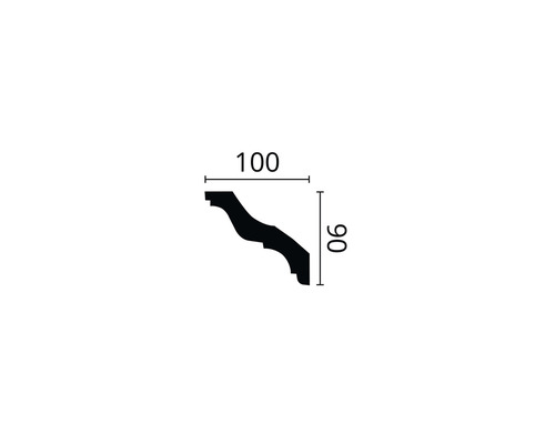 Afmetingen van een sierprofiel: 100 bij 90 millimeter.