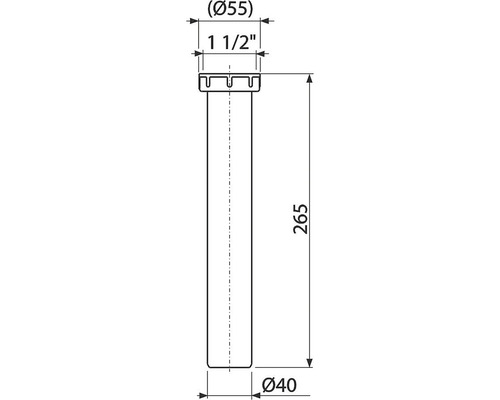 Technische tekening sifon met afmetingen