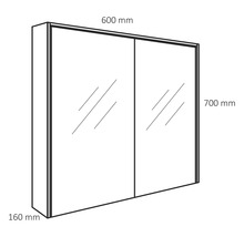 DIFFERNZ Spiegelkast Providence 70x60x16 cm wit