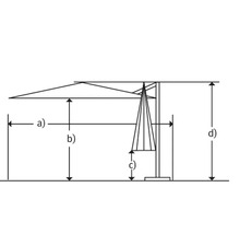Afbeelding van een parasol met afmetingen