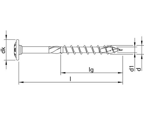 Technische tekening van een schroef met maatvoering