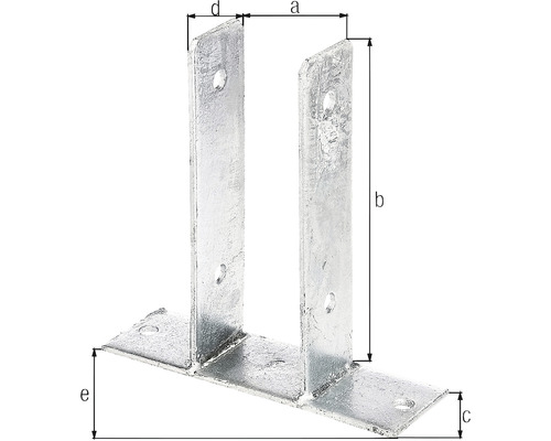 Paalhouder om in te betonneren met afmetingen