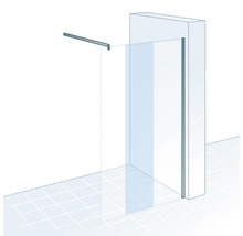 Douchescherm met stabilisatiestang en wandprofiel