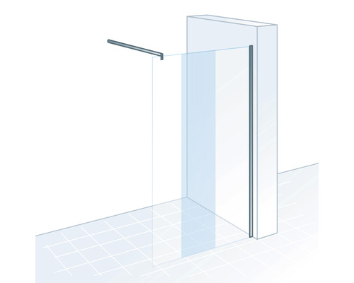 Douchescherm met stabilisatiestang en wandprofiel