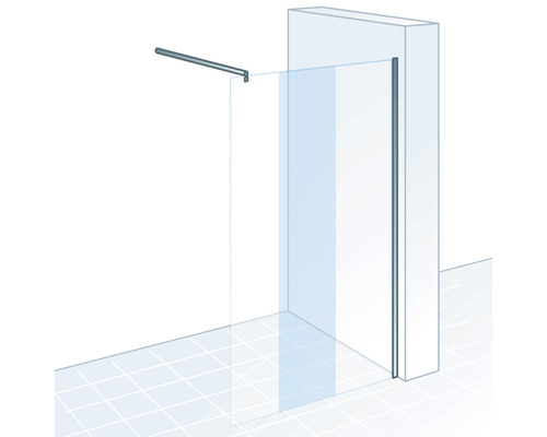 Douchescherm met stabilisatiestang voor montage in de badkamer