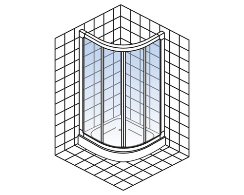 Hoekdouche met hoekinstap in badkameromgeving