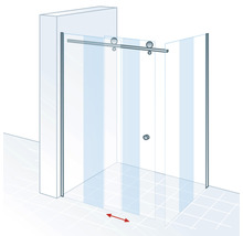 Douchewand met schuifdeur en variabele inbouwbreedte