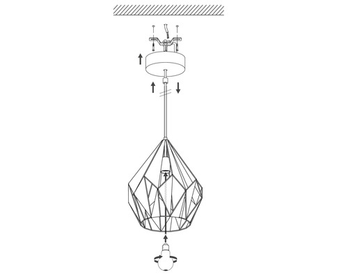 Installatie-instructies voor een geometrische hanglamp.