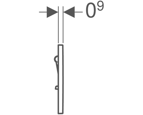 Technische tekening van een toiletborstelgarnituur met maataanduiding van de diepte