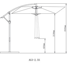 SOLUNA Zweefparasol Lyon donkergrijs met kruisvoetstandaard 250x250 cm, hoogte 270 cm-thumb-8
