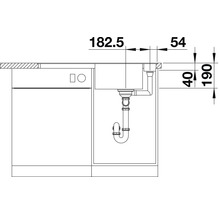 Schema van een spoelbak met afmetingen voor keukenplanning