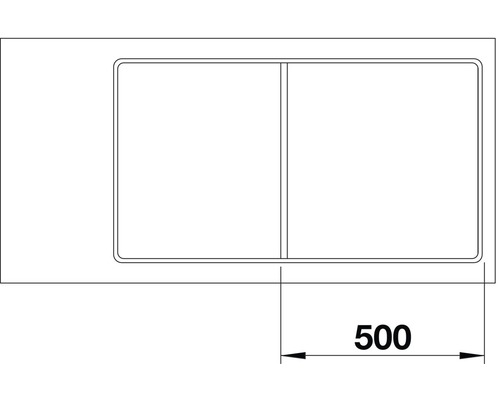 Wastafel met twee waskommen, maatvoering 500