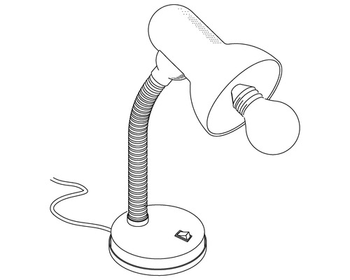 Bureaulamp met flexibele hals en gloeilamp