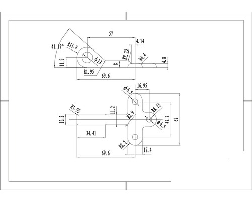 Technische tekening met afmetingen van een onderdeel