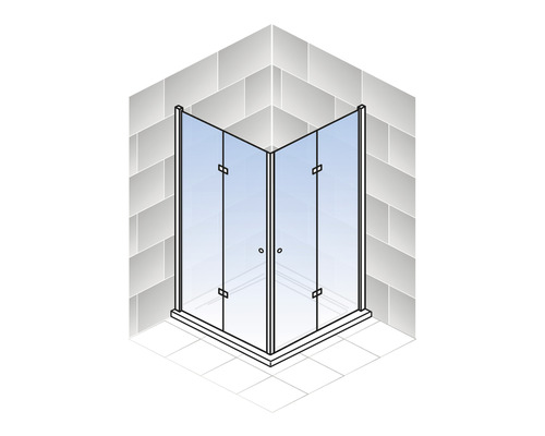 Hoekdouche met glazen deuren