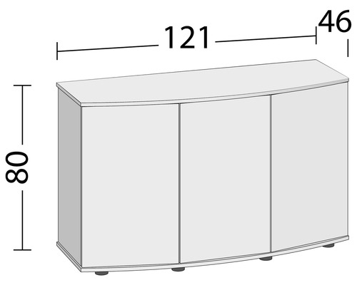 Aquariumonderkast met afmetingen 121 x 80 x 46 cm