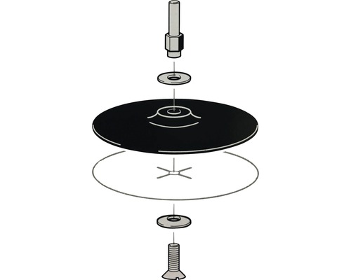 Explosietekening van een schroef- en afdichtingsset voor sanitairtoepassingen
