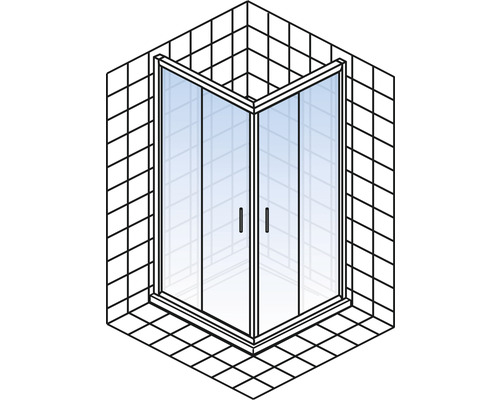Hoekdouche met glazen wand in de badkamer