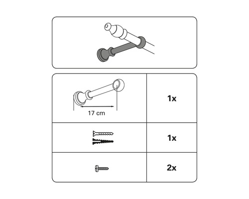 Montage-instructies voor gordijnroede met schroeven
