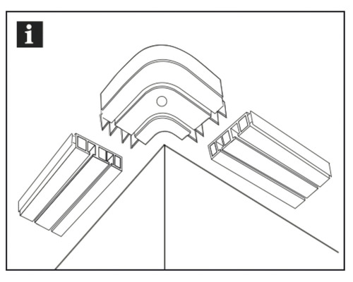 Installatie-instructie voor kabelgoot hoekstuk