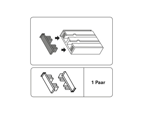 Schema van een eindkap voor een terrasoverkappingssysteem, één paar