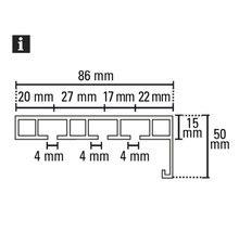 Technische tekening met afmetingen van een profiel