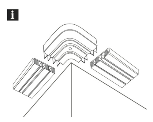 Illustratie van een hoekprofiel voor wandmontage