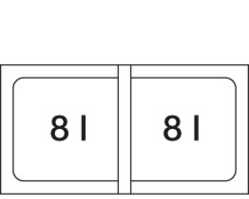 Spoelbak met twee bakken van elk 81 liter inhoud