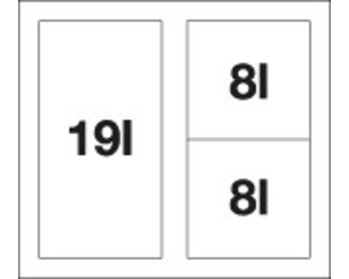 Afvalscheidingssysteem met één bak van 19 liter en twee bakken van 8 liter