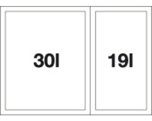 Afbeelding van twee containers met een inhoud van 30 liter en 19 liter