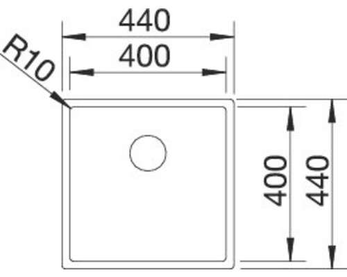 Technische tekening van een wastafel met afmetingen