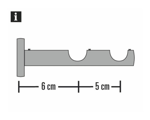 Dubbele gordijnroedehouder met maatindicaties