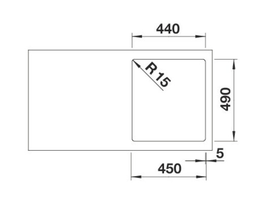 Technische tekening van een douchebak met afmetingen