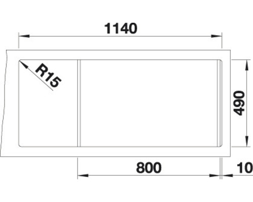 Technische tekening van een badkuip met afmetingen