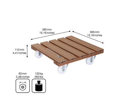 Rolplank met afmetingen en technische details.
