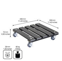 Rolplank met afmetingen 290 mm x 290 mm en een draagvermogen van 80 kg