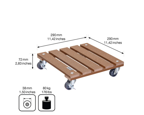 Houten rolplank met afmetingen