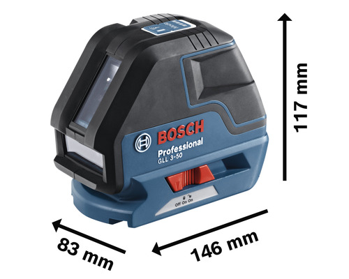 Bosch GLL 3-50 Professional lijnlaser met afmetingen
