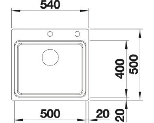 Afmetingen van een spoelbak: 540 x 500 mm