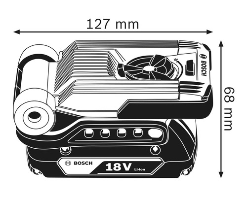 Bosch accustraler afmetingen: 127 mm breed en 68 mm hoog