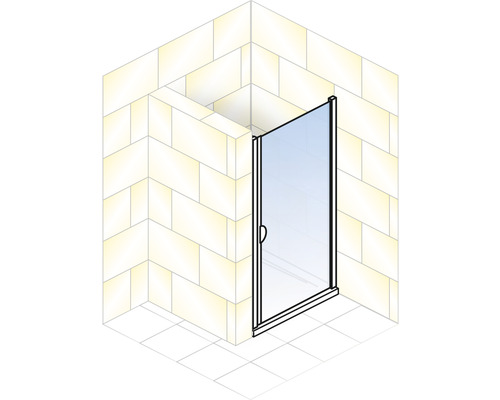 Hoekdouche met glazen draaideur