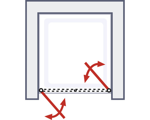 Illustratie van een draaideur met draaiende as