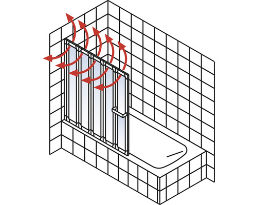 Bad met douchewand en luchtstroom