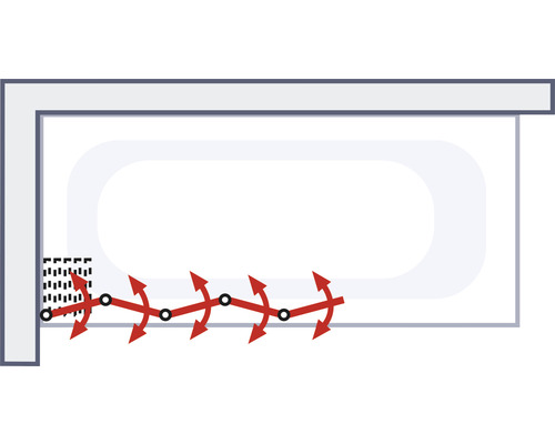 Illustratie van een badkuip met overloopbeveiligingssysteem